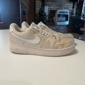 Nike AF1 315122-111 Women’s 8 White Customized Bling Sneakers Shoes